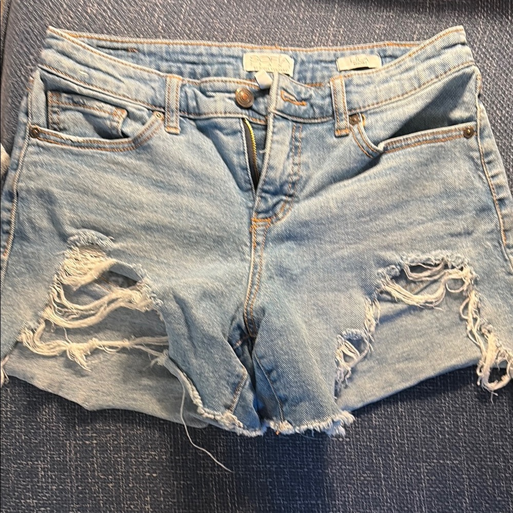 Sofia by Sofia Vergara Blue Jean Shorts Distressed Cut-Off